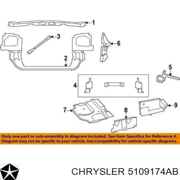 K05109174AA Fiat/Alfa/Lancia soporte de radiador inferior (panel de montaje para foco)