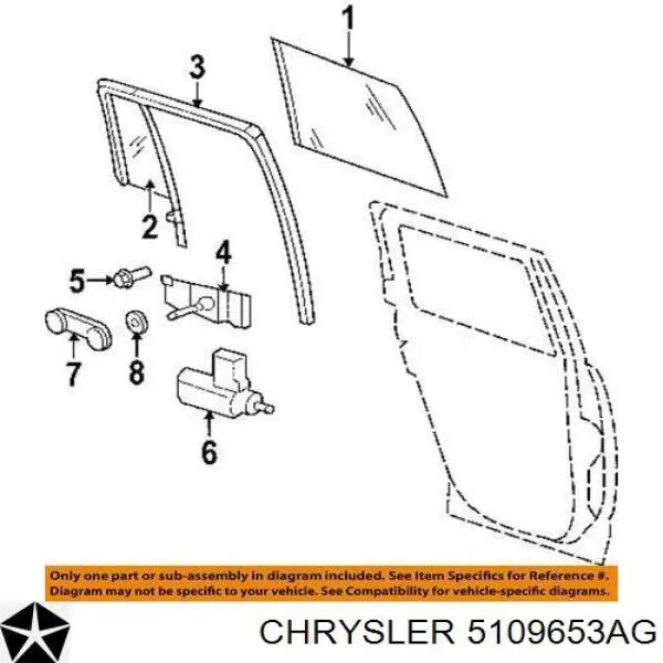 5109653AG Chrysler ventanilla costado superior izquierda (lado maletero)