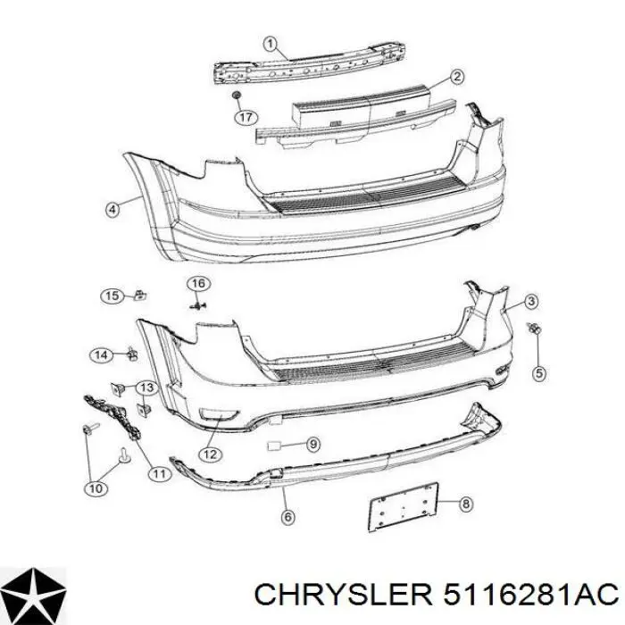 Refuerzo parachoques trasero para Dodge Journey  