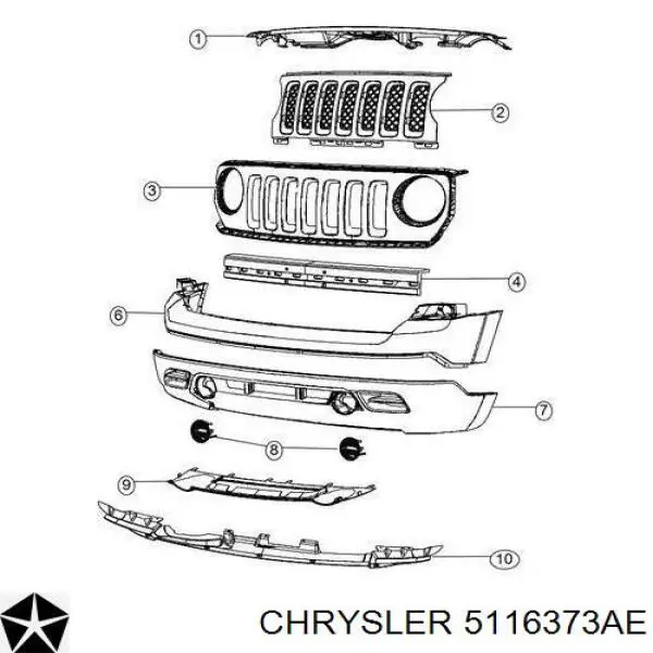 5116373AE Chrysler refuerzo parachoque delantero