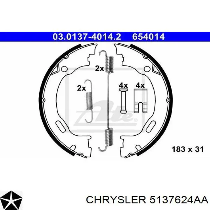 5137624AA Chrysler zapatas de freno de mano