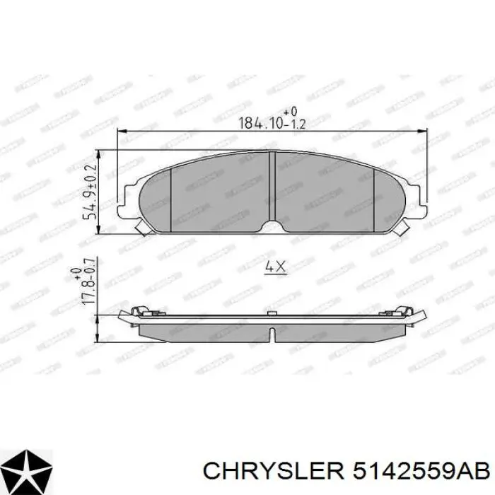 5142559AB Chrysler pastillas de freno delanteras