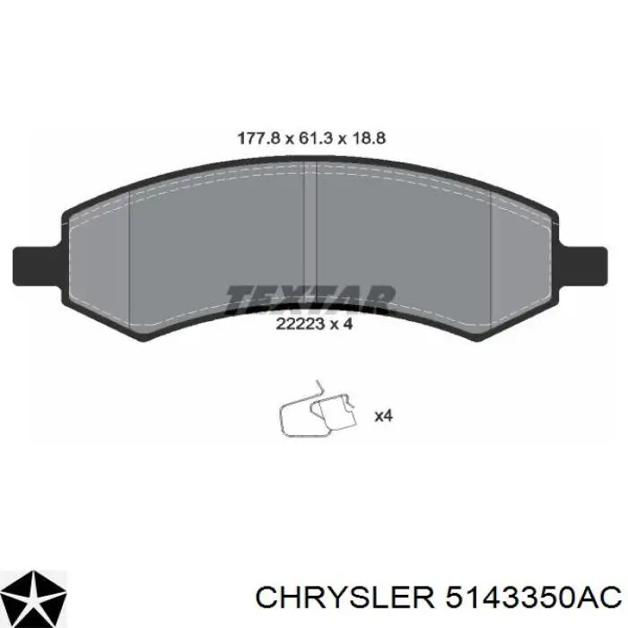 Pastillas freno delanteras Chrysler 5143350AC precio, desde 52,45 EUR