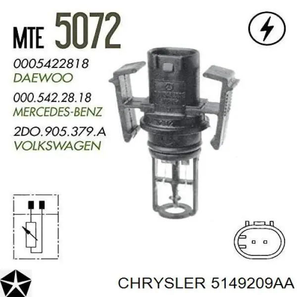 Sensor de temperatura del aire de admisión 5149209AA Chrysler