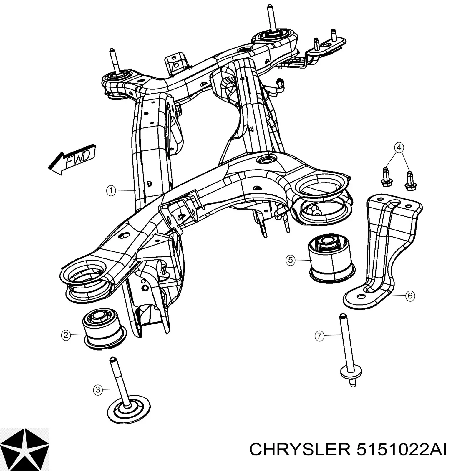 5151022AI Chrysler subchasis trasero soporte motor