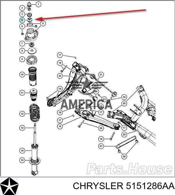 5151286AA Chrysler silentblock en barra de amortiguador trasera