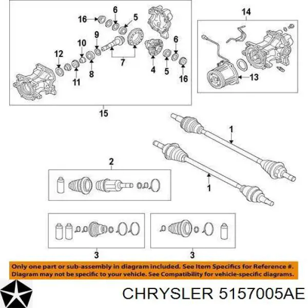 5157005AE Chrysler árbol cardán trasero completo