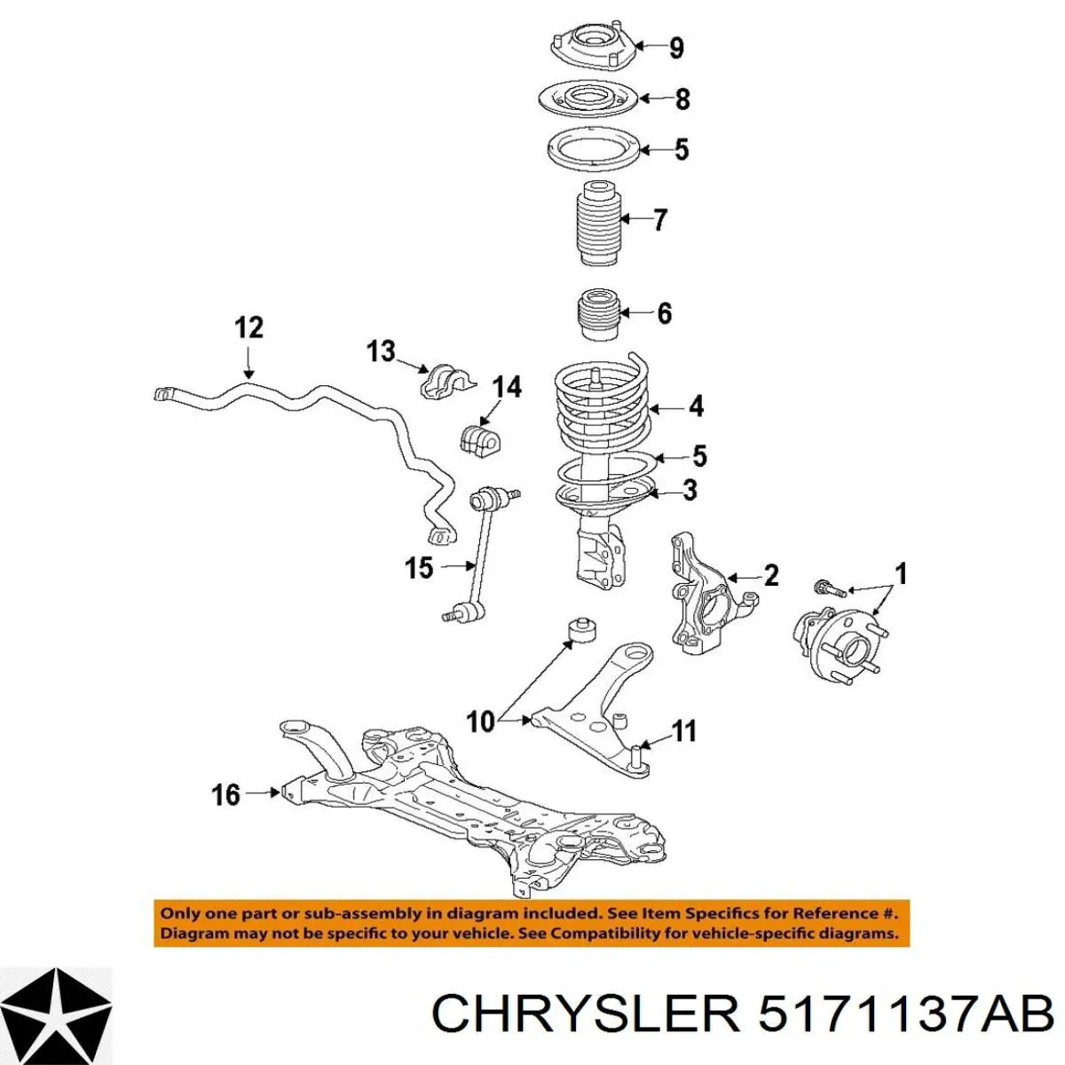 Tope de amortiguador delantero Chrysler 5171137AB precio, desde 7,87 EUR