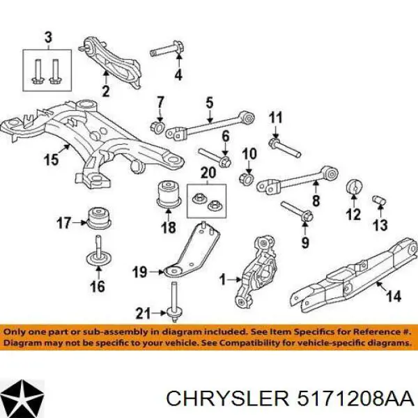 5171208AA Chrysler suspensión, cuerpo del eje trasero