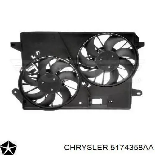 5174358AA Chrysler difusor de radiador, ventilador de refrigeración, condensador del aire acondicionado, completo con motor y rodete