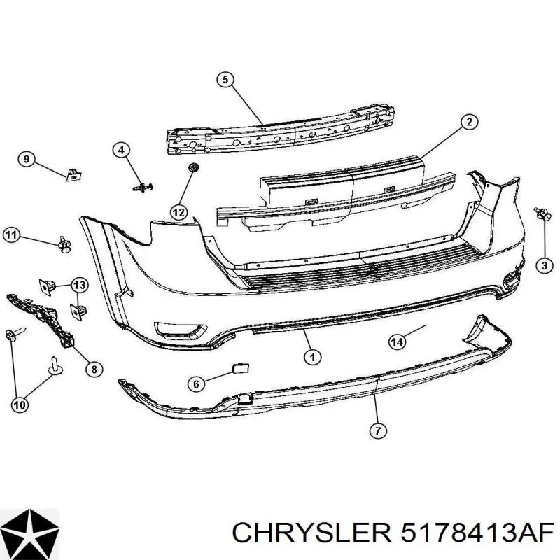 5178413AF Chrysler soporte de parachoques trasero izquierdo