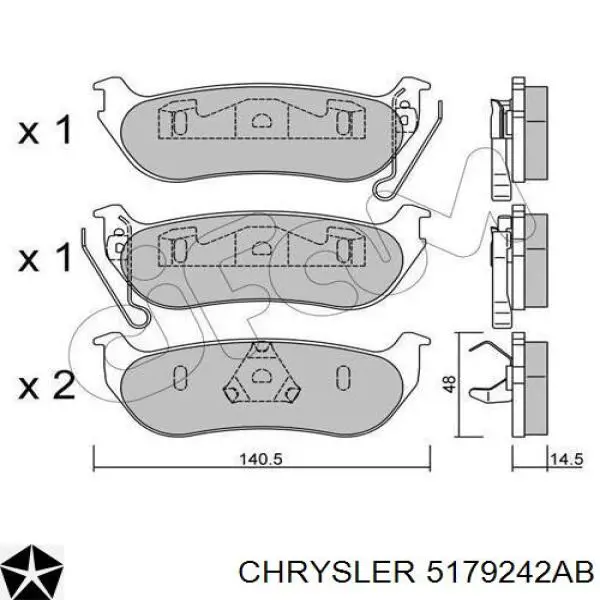 5179242AB Chrysler pastillas de freno traseras