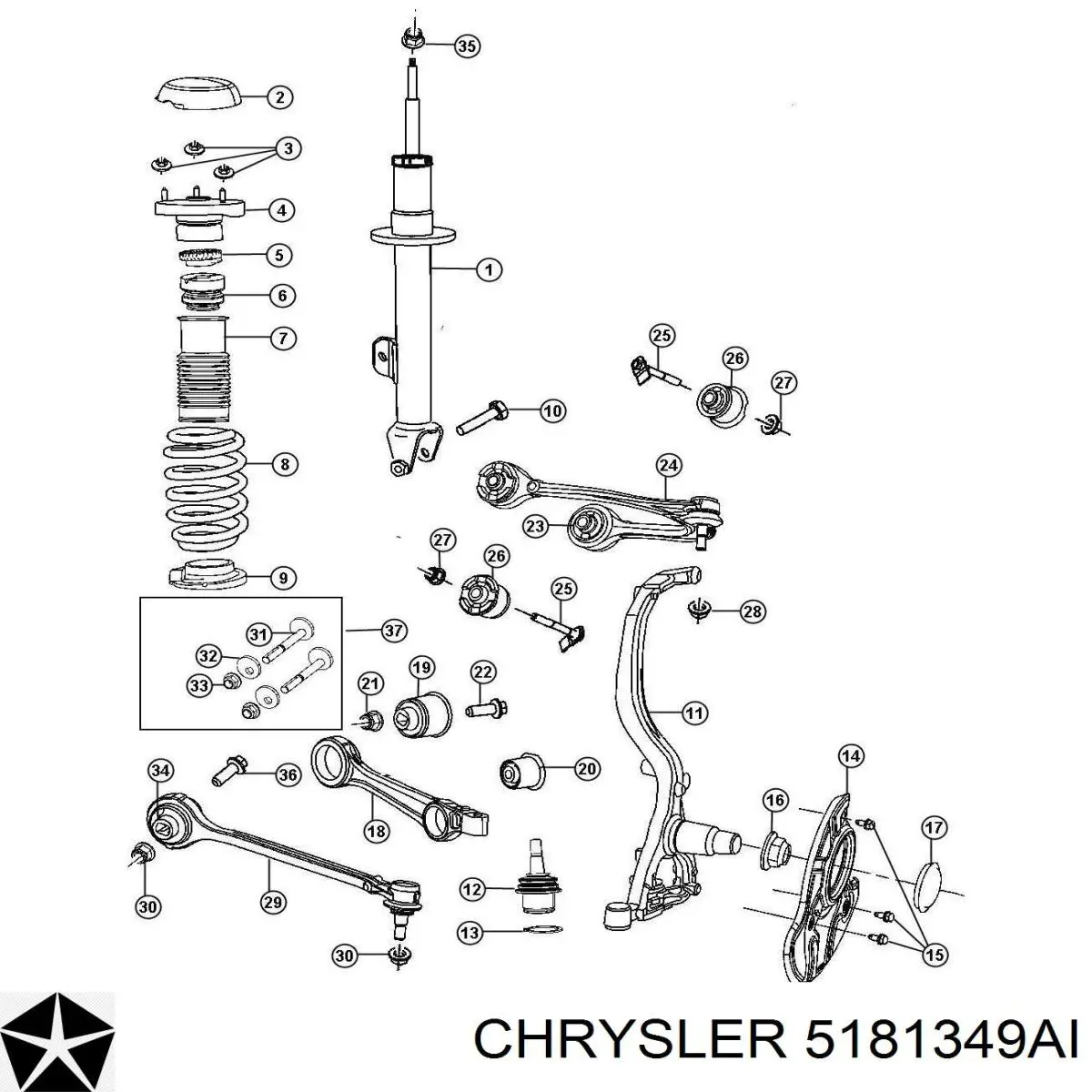 5181349AI Chrysler amortiguador delantero derecho