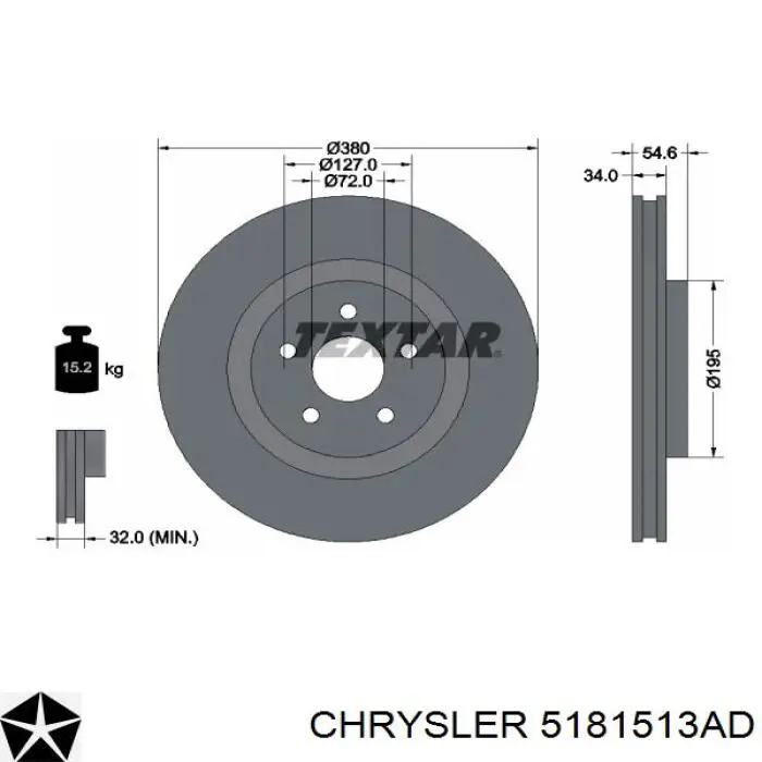 Frenos delanteros Chrysler 5181513AD precio, desde 152,05 EUR