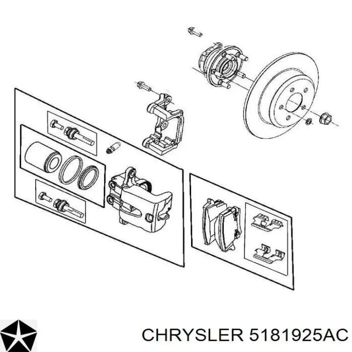 5181925AC Chrysler cubo de rueda trasero