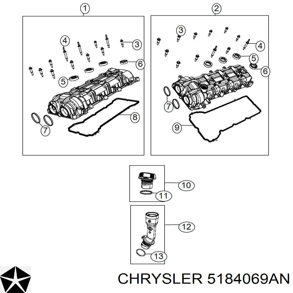 5184069AN Chrysler tapa de la valvula izquierda