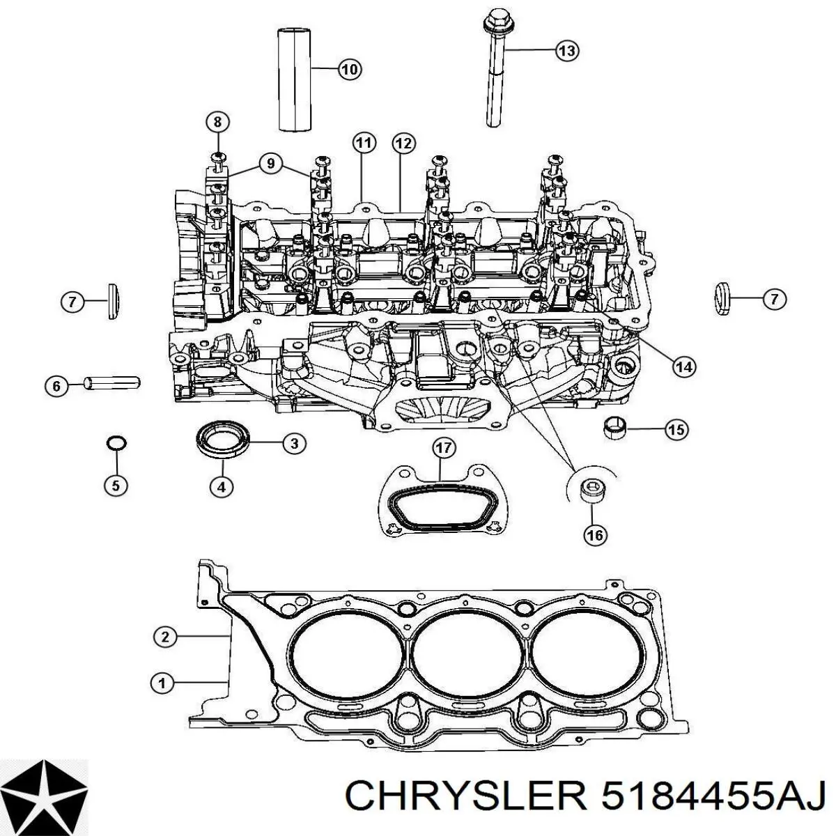 5184455AJ Chrysler junta de culata izquierda