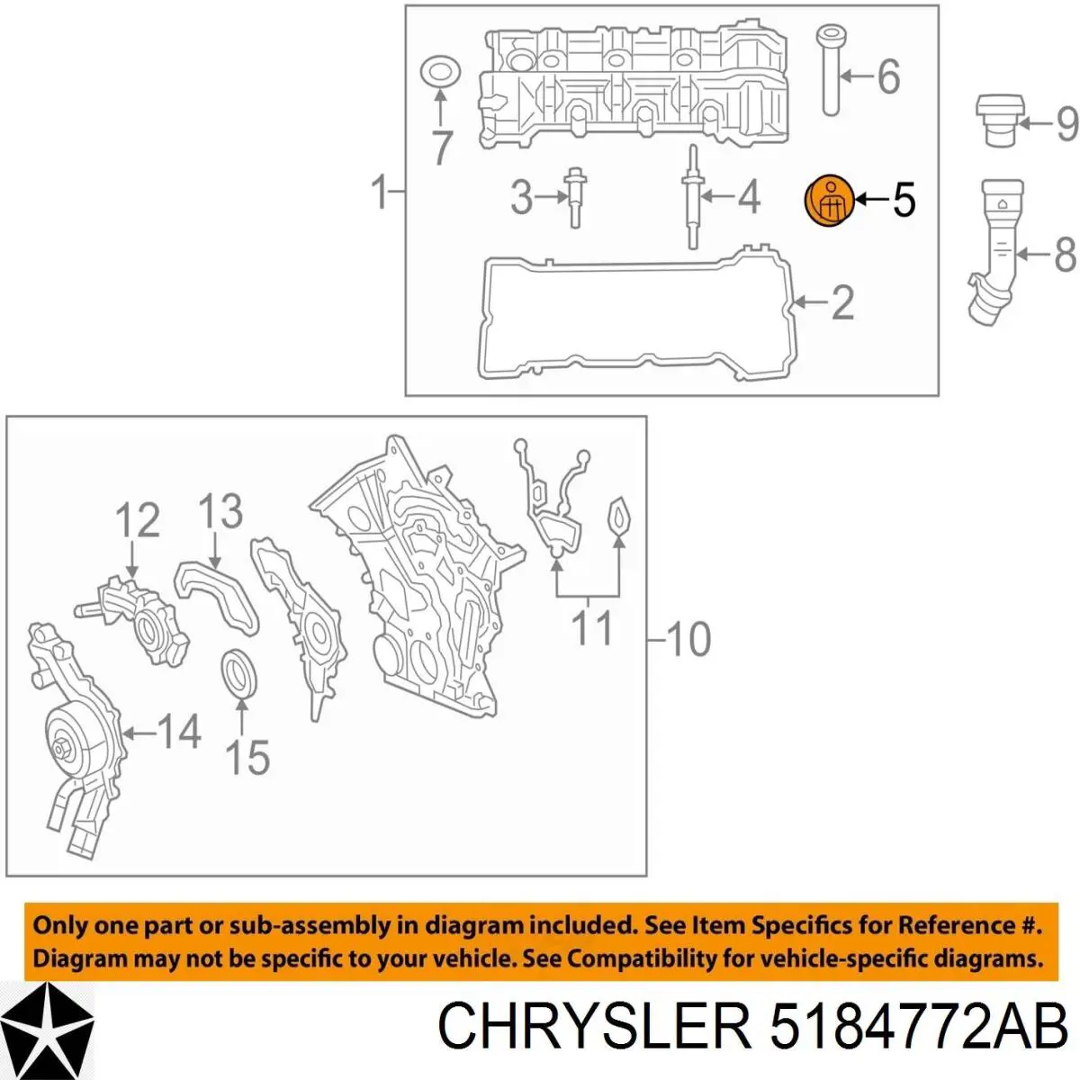 Comprar 5184772AB Chrysler Anillo de sellado del pozo de la bujía
