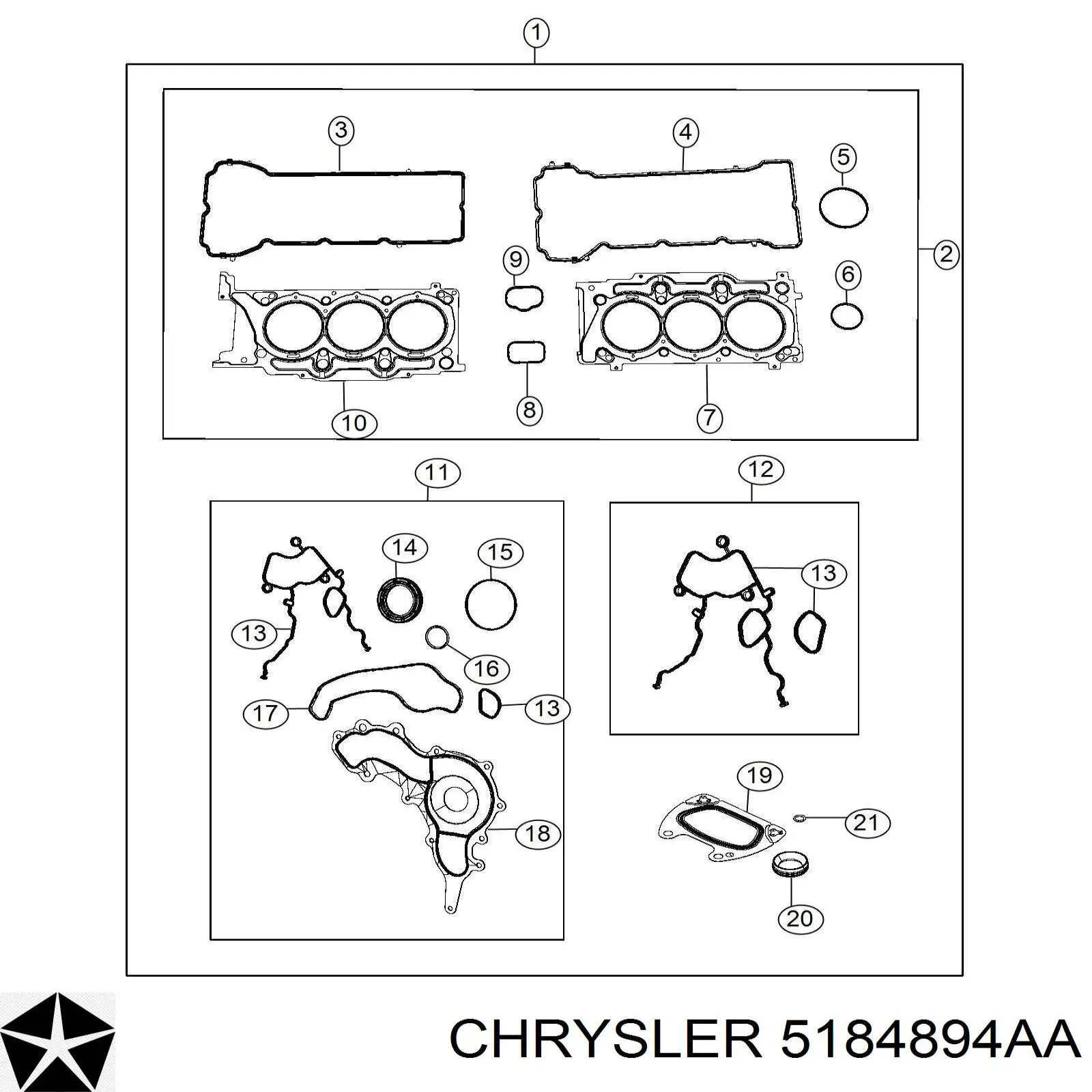 5184894AA Chrysler junta, termostato