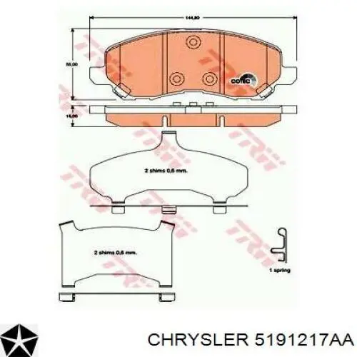 5191217AA Chrysler pastillas de freno delanteras