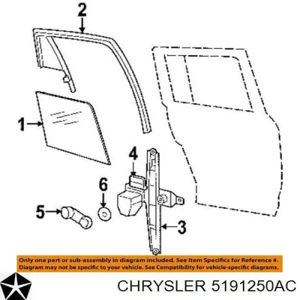 5191250AA Chrysler ventanilla costado superior derecha (lado maletero)