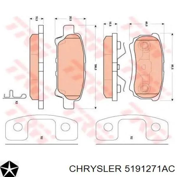 Comprar 5191271AC Chrysler Pastillas de freno traseras