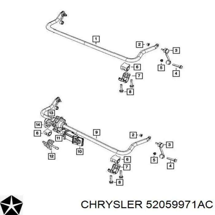 Estabilizador delantero Chrysler 52059971AC precio, desde 674,47 EUR