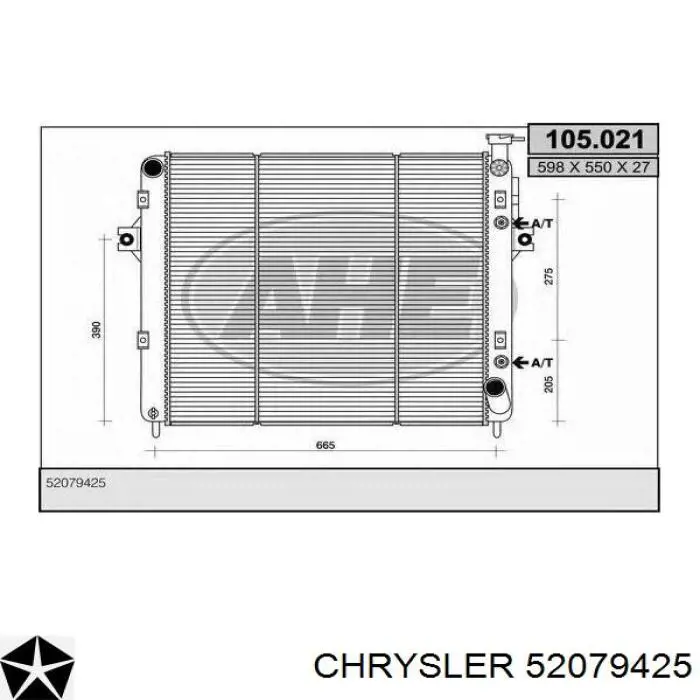 52079425 Chrysler radiador refrigeración del motor