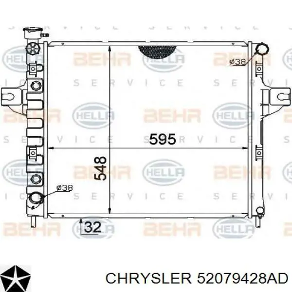 52079428AD Chrysler radiador refrigeración del motor