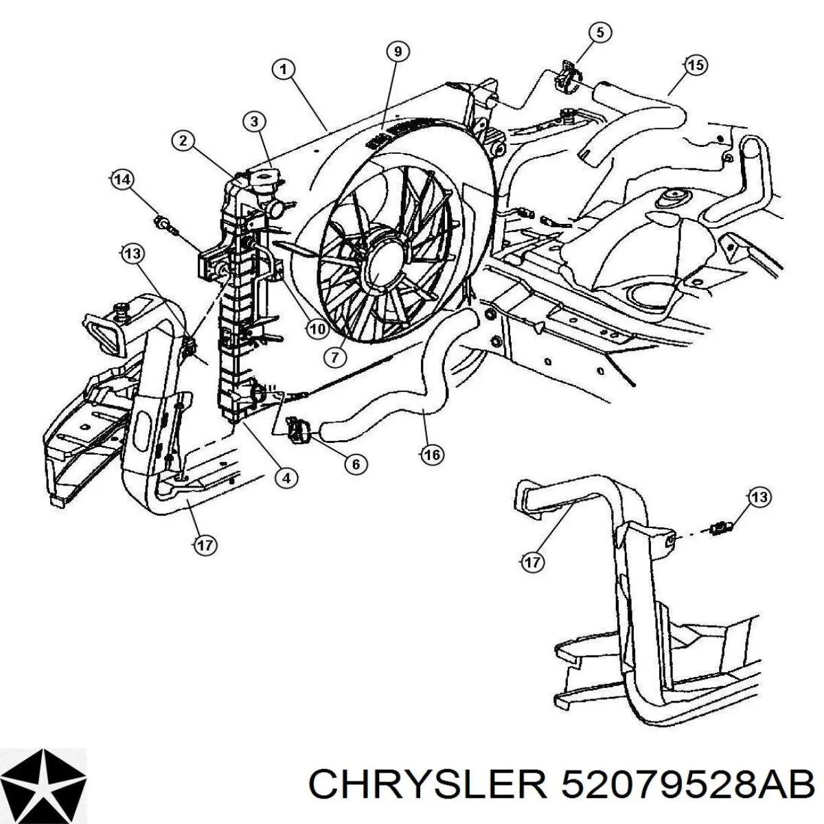 52079528AB Chrysler ventilador del motor