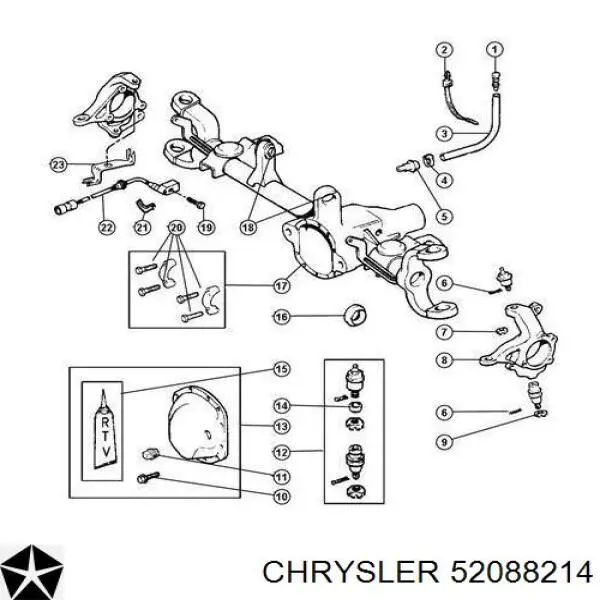 Comprar 52088214 Chrysler Buje del brazo de suspensión delantero superior