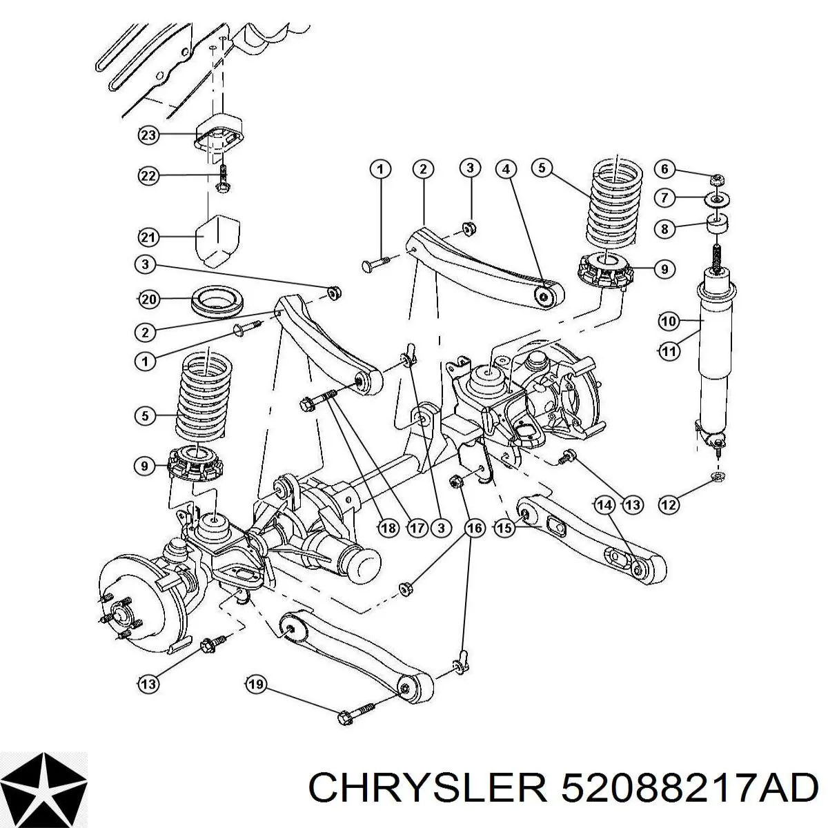 52088217AD Chrysler barra oscilante, suspensión de ruedas delantera, inferior izquierda/derecha