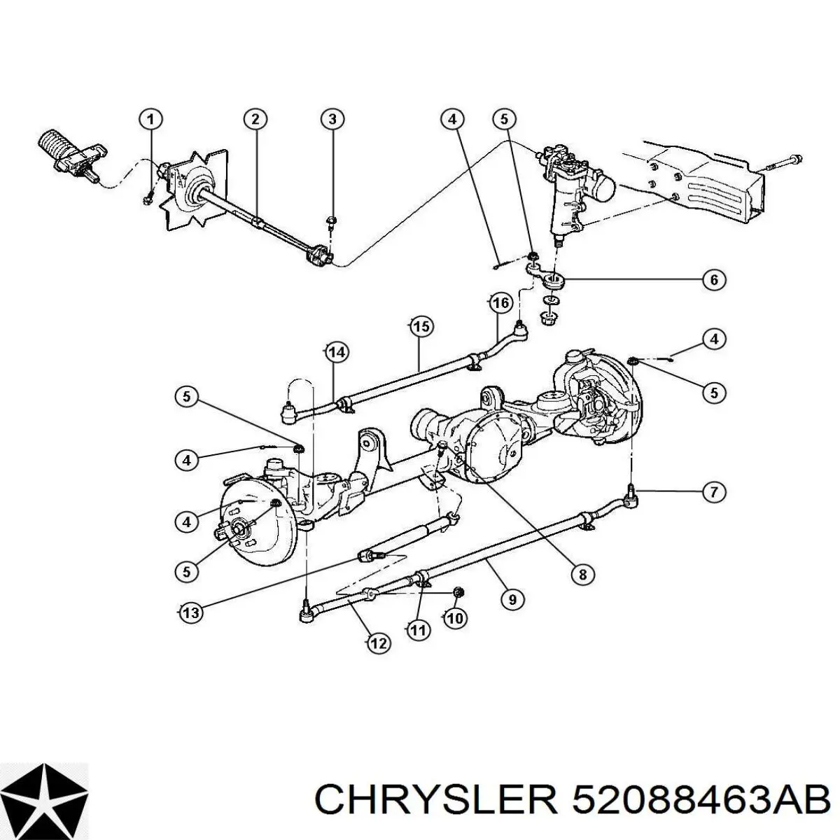 Barra central trasera de dirección Chrysler K52088463AB precio, desde 50,99 EUR