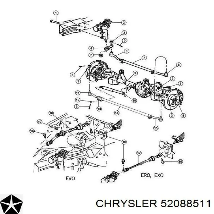 52088511 Chrysler boquilla de dirección