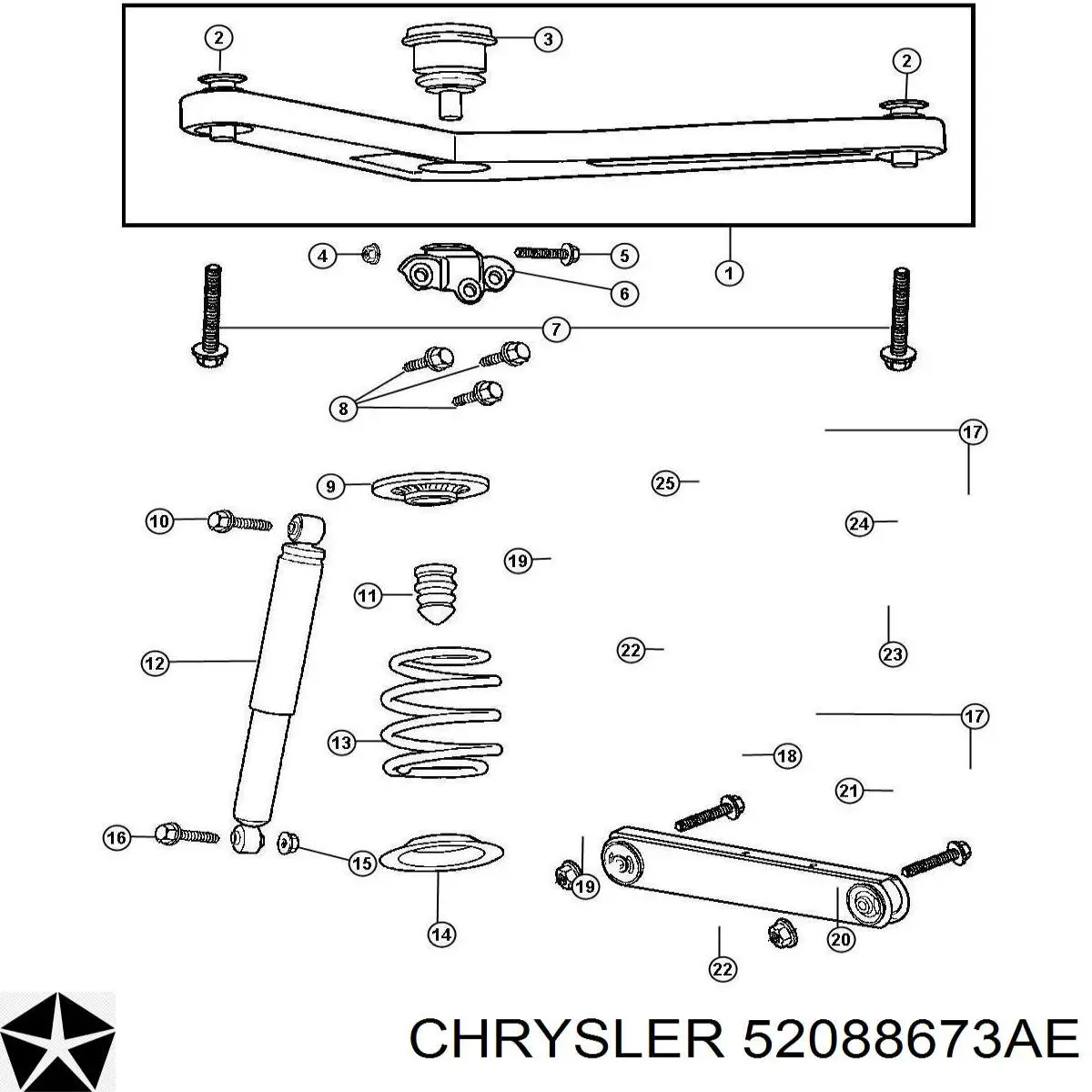 52088673AE Chrysler amortiguador trasero