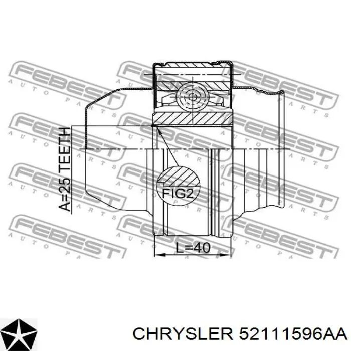 52111596AA Chrysler árbol cardán, eje delantero