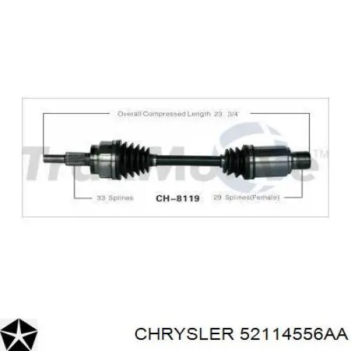 52114556AA Chrysler árbol de transmisión delantero