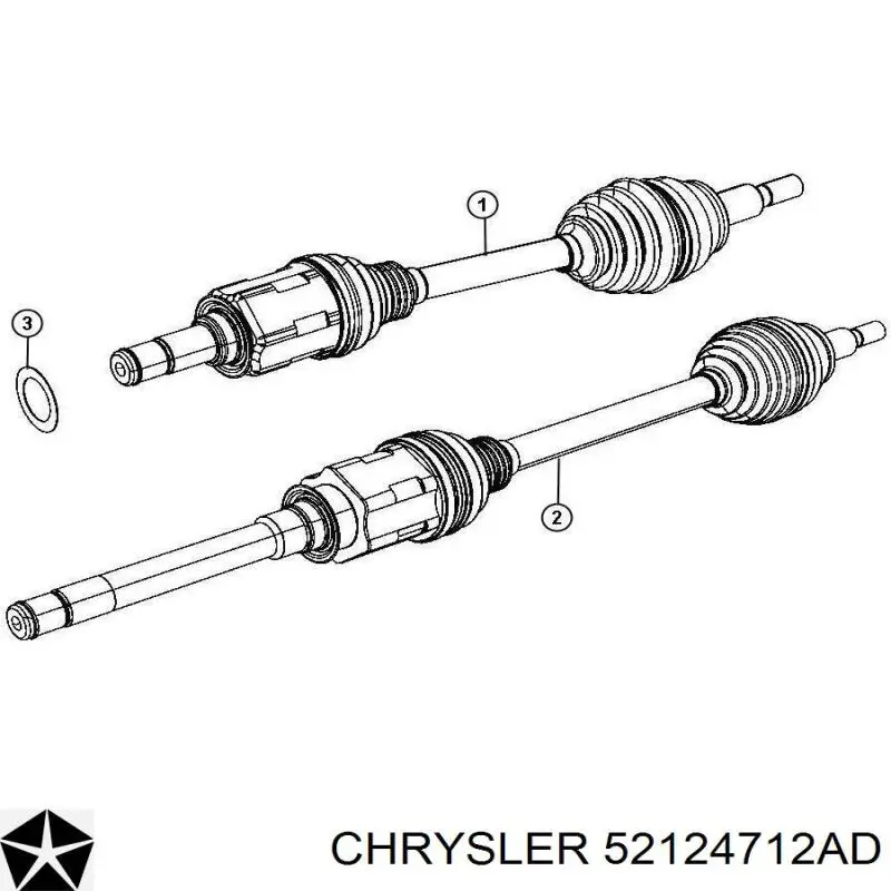 52124712AD Chrysler árbol de transmisión delantero derecho