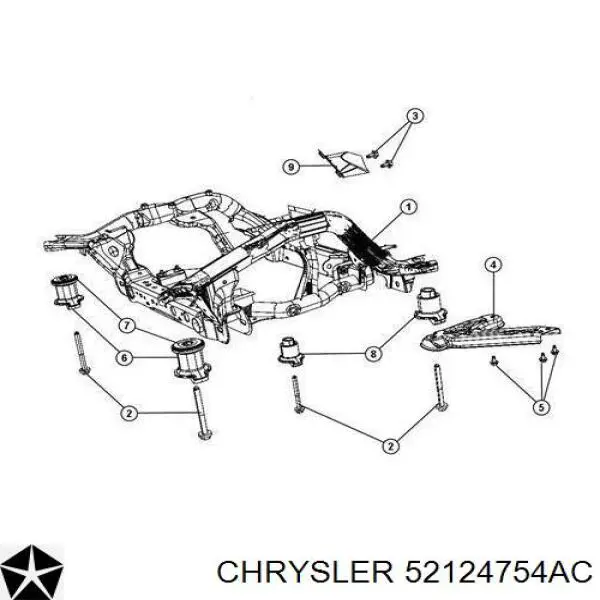 Comprar 52124754AC Chrysler Buje silencioso del subchasis delantero