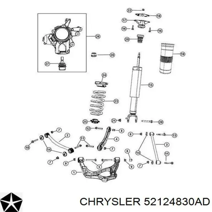 K52124830AD Chrysler brazo de suspension trasera