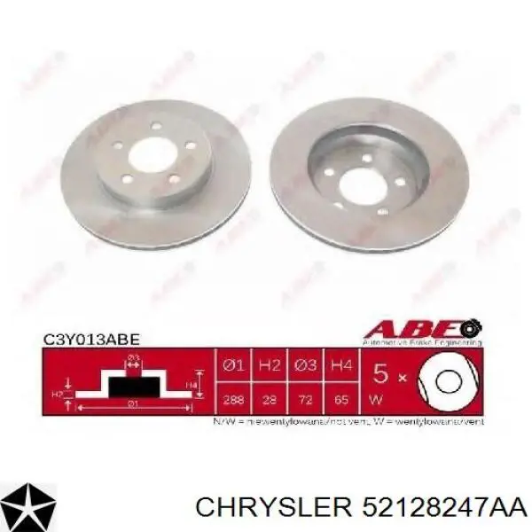 Comprar 52128247AA Chrysler Freno de disco delantero