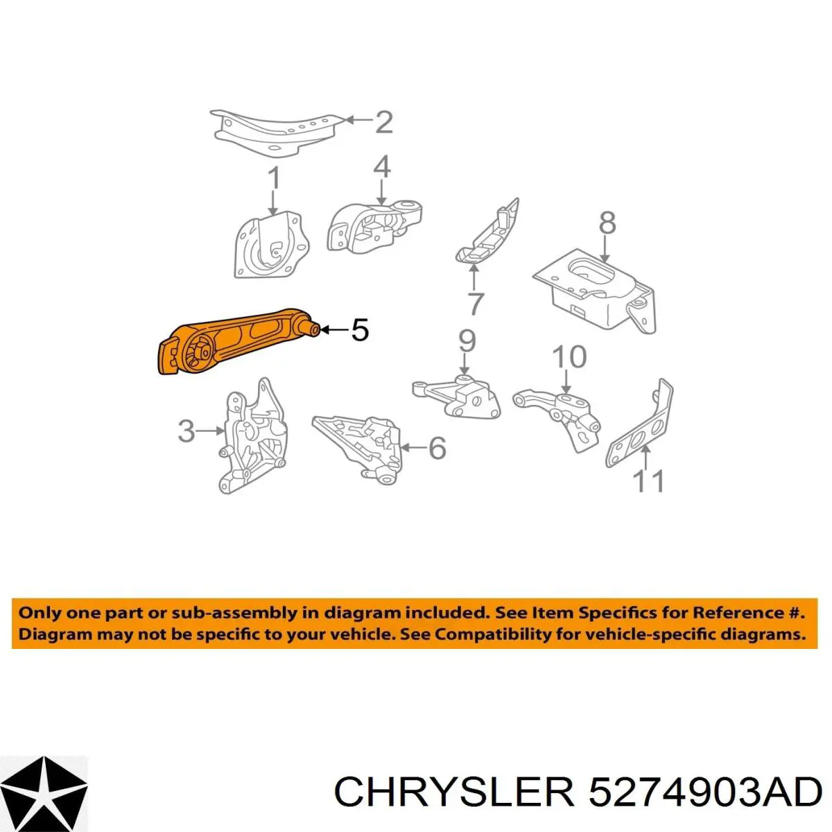 Soporte de motor delantero Chrysler 5274903AD precio, desde 42,99 EUR