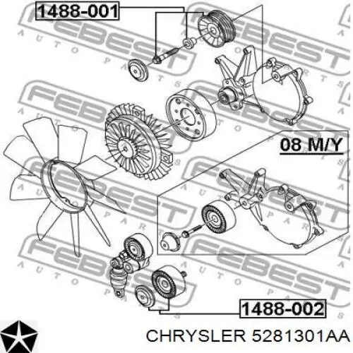 Comprar 5281301AA Chrysler Polea inversión/guía, correa poli V
