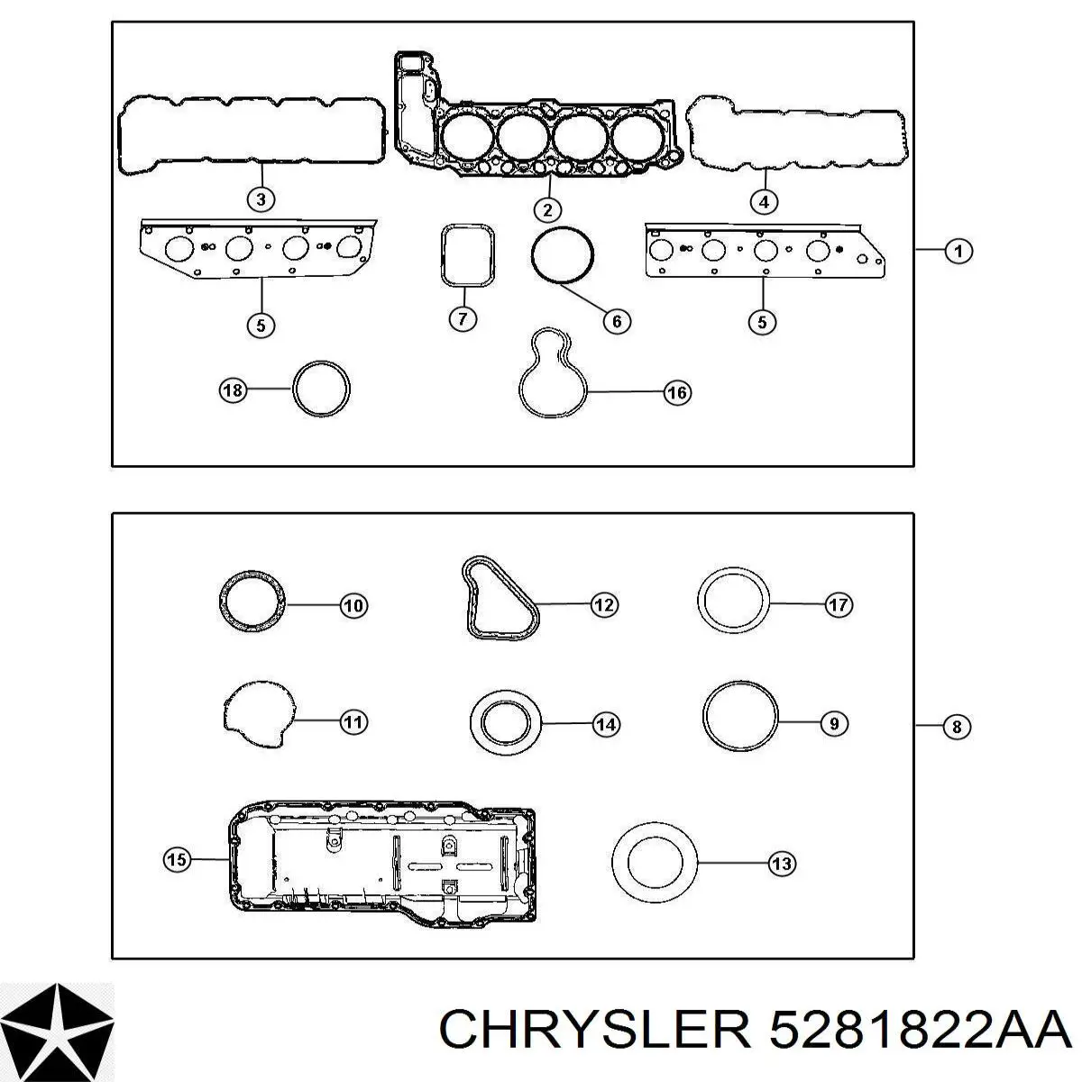 Sello de mariposa Chrysler 5281822AA precio, desde 12,36 EUR