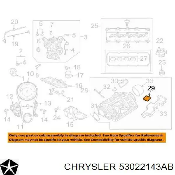 53022143AB Chrysler junta, colector de admisión