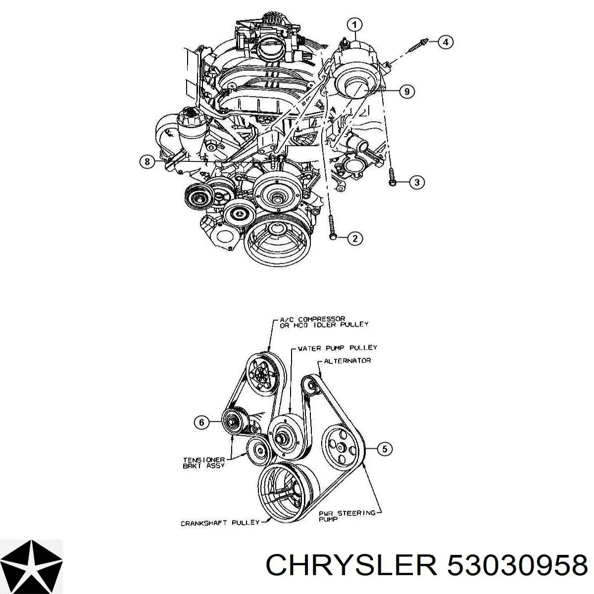 53030958 Chrysler tensor de correa, correa poli v