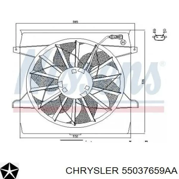 55037659AA Chrysler ventilador (rodete +motor refrigeración del motor con electromotor completo)