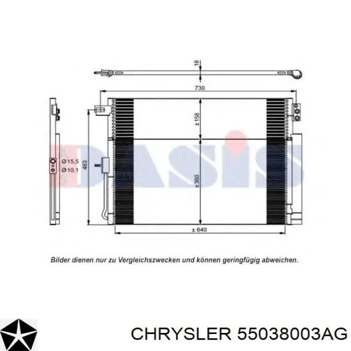 Condensador aire acondicionado 55038003AG Chrysler