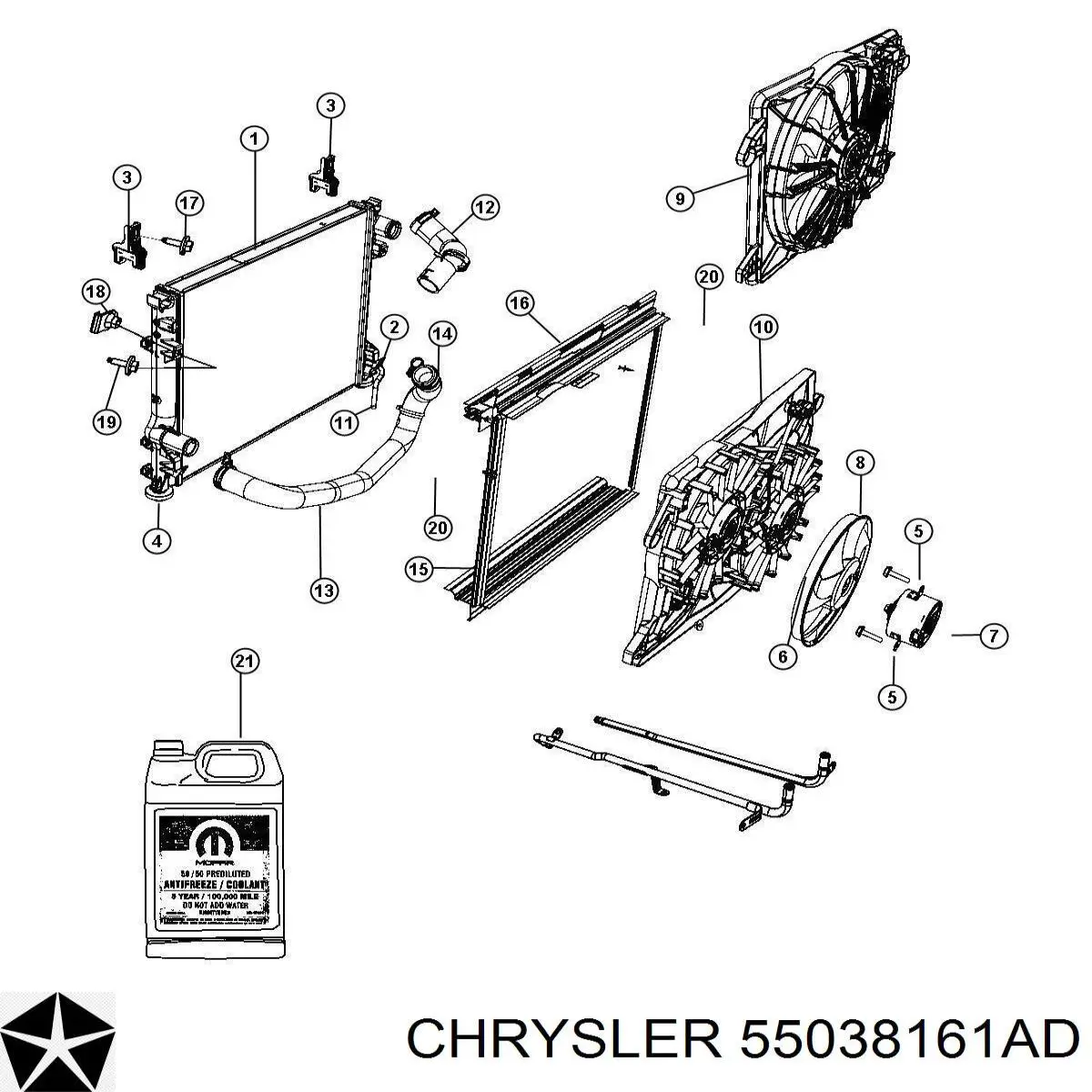 55038161AD Chrysler manguera refrigerante para radiador inferiora