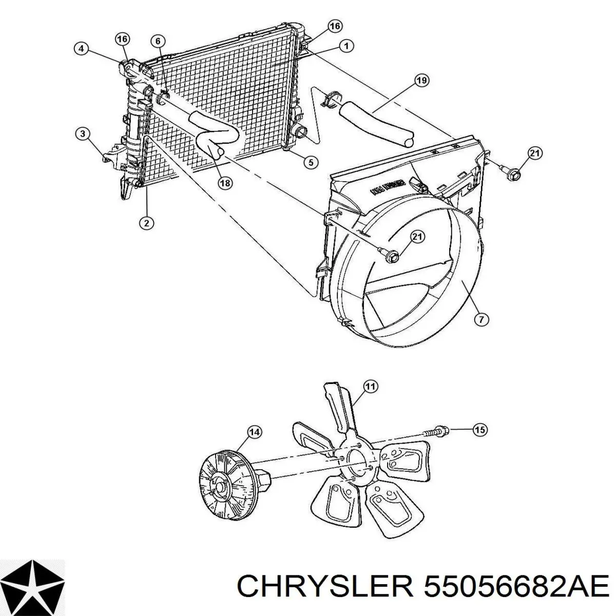 55056682AE Chrysler radiador refrigeración del motor